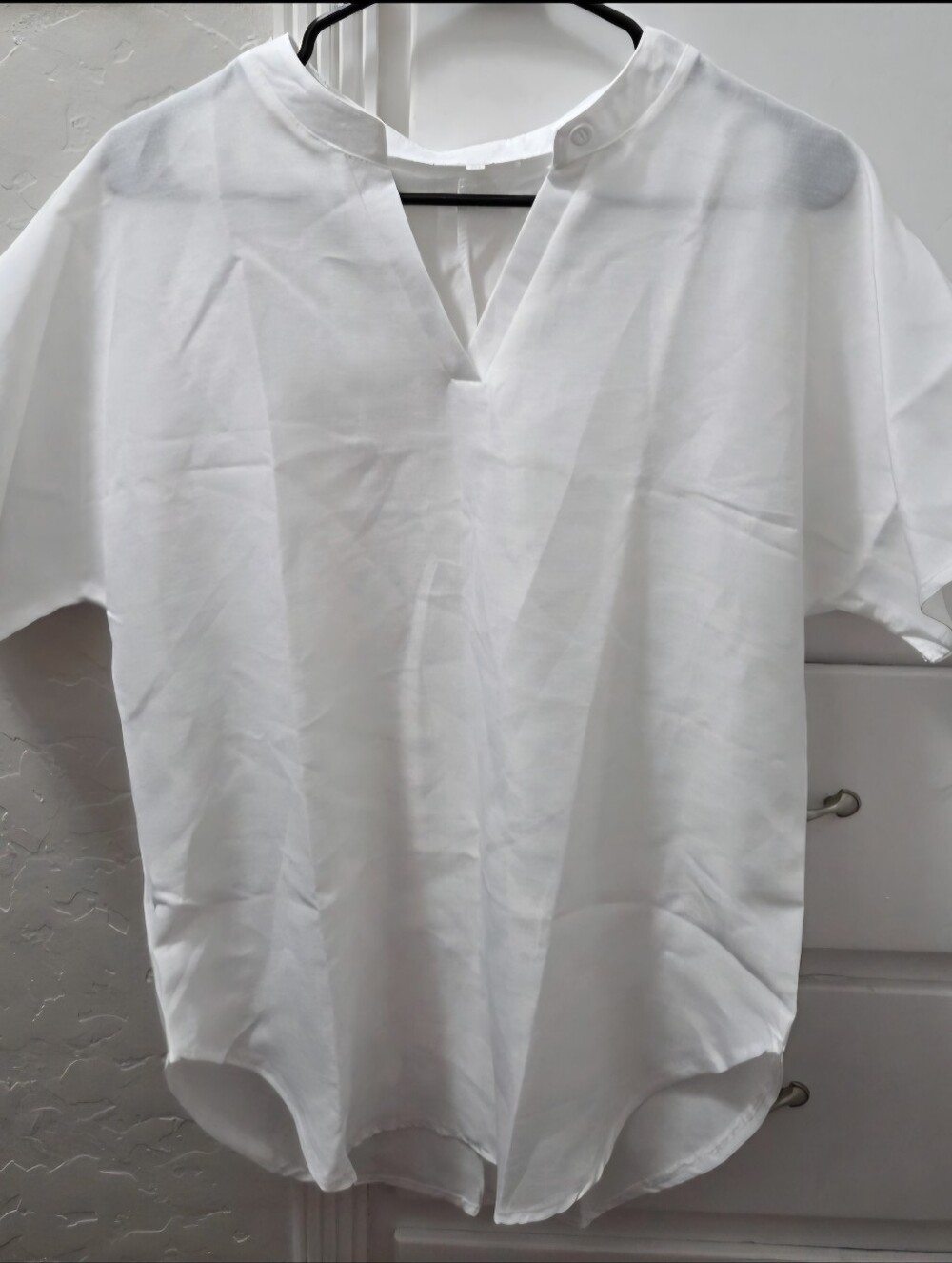 White V-Neck Short Sleeve Blouse